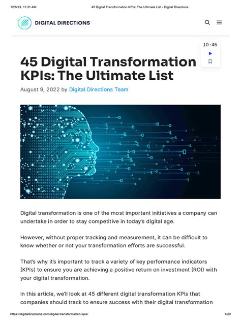 45 Digital Transformation Kpis The Ultimate List Digital Directions Pdf Performance