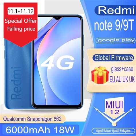 Redmi Note 9 9t 4g Celular Smartphone Xiaomi 4gb 128gb 6000mah Battery