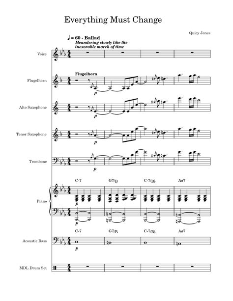 Everything Must Change Sheet Music For Piano Trombone Vocals