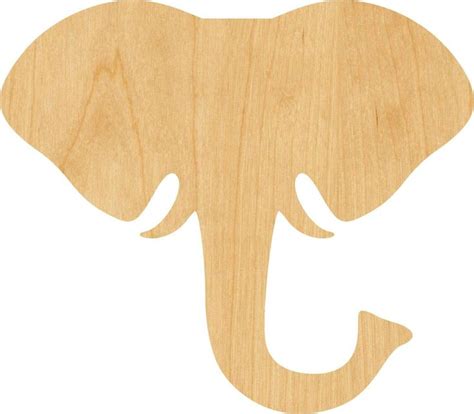 Elephant Head Laser Cut Out Wood Shape Craft Supply Woodcraft Cutout