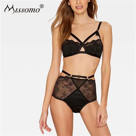 Missomo Women Black Sexy Push Up Lace Hollow Stitching Wireless