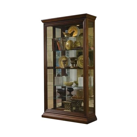 Poplar Wood Sliding Door Curio In A Rich Brown Finish By Pulaski