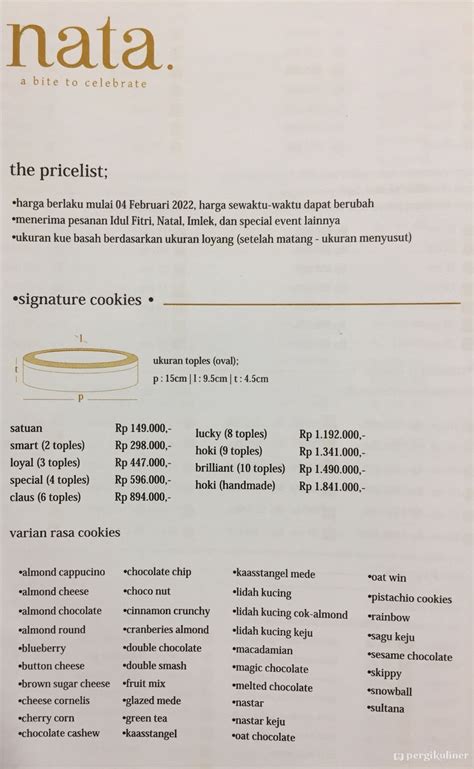 Selalu Diperbarui Menu Nata Cakes And Cookies Kelapa Gading