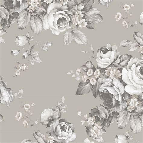 AF37701 | Grand Floral Black, Grey & White Wallpaper