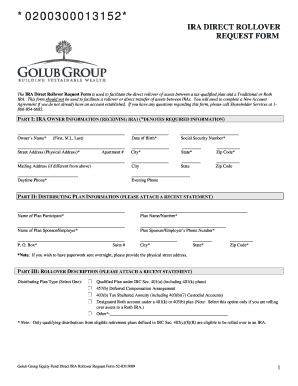 Fillable Online The IRA Direct Rollover Request Form Is Used To