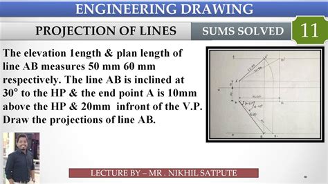 Engineering Drawing Projection Of Lines Problem 11 Learn With