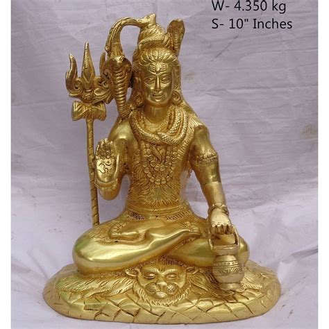 Gold 10inch Lord Shiva Brass Statue Temple Grade Standard Worship At