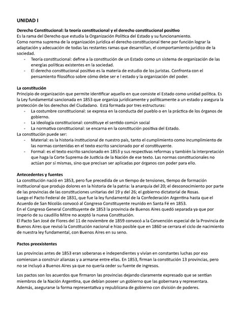 Unidad I Unidad I Derecho Constitucional La Teoría Constitucional Y El Derecho Constitucional