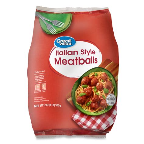 Great Value Fully Cooked Italian Style Meatballs 32 Oz Frozen