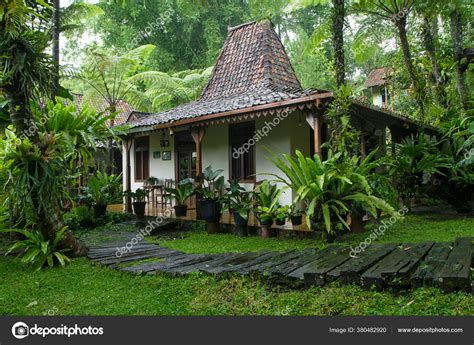 traditional javanese joglo house rumah joglo stock photo  ibenk