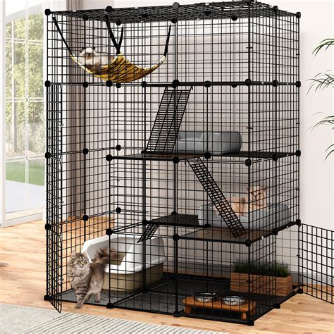 Snapklik YITAHOME Cat Cage Indoor Large 4 Tier Cat Enclosure