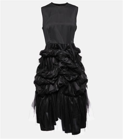 Ruched Tulle Midi Dress In Black Noir Kei Ninomiya Mytheresa