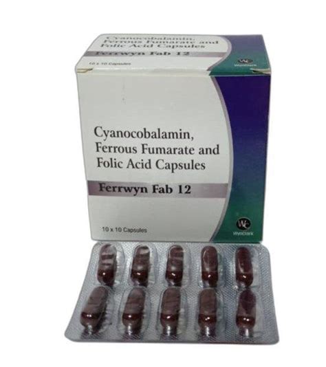 Cyanocobalamin Ferrous Fumarate And Folic Acid Capsules 10 X 10 At ₹ 100 Box In Pune