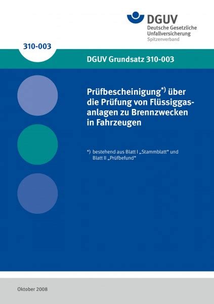 DGUV Grundsatz 310 003 Prüfbescheinigung über Prüfung von