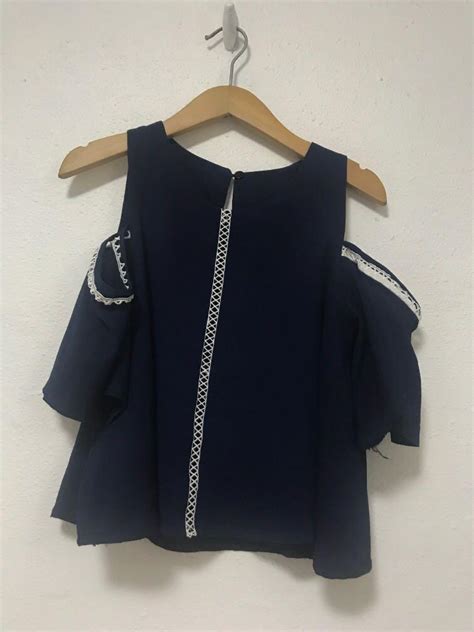 Navy Blue Off Shoulder Top Womens Fashion Tops Sleeveless On Carousell