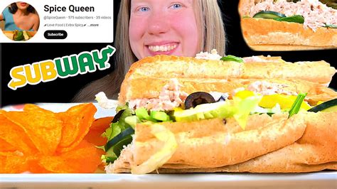 Asmr Subway Tuna Sandwich Mukbang Eating Sounds Youtube