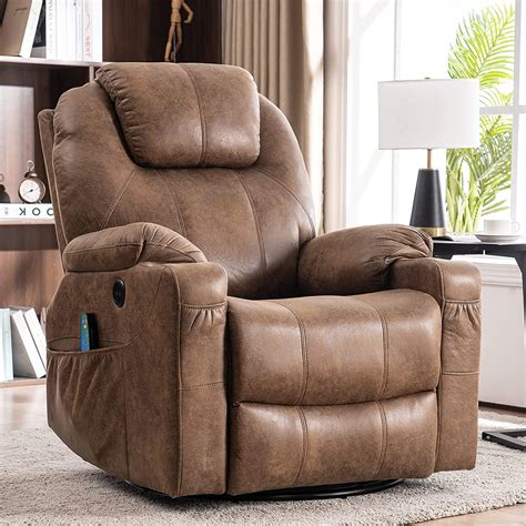 Meetwarm Swivel Rocker Massage Recliner Chair With Heat Ergonomic Manual Glider Rocking