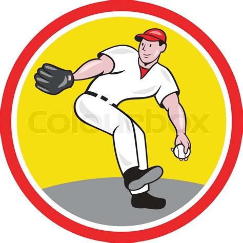 Baseball Pitcher Throw Ball Cartoon Stock Vector Colourbox