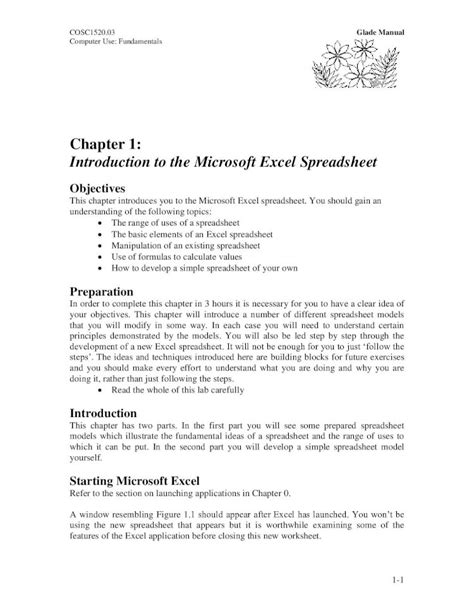 PDF Chapter 1 Introduction To The Microsoft Excel Spreadsheet Of