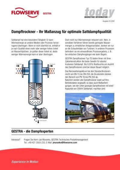 Dampftrockner Ihr Maßanzug für optimale Sattdampfqualität