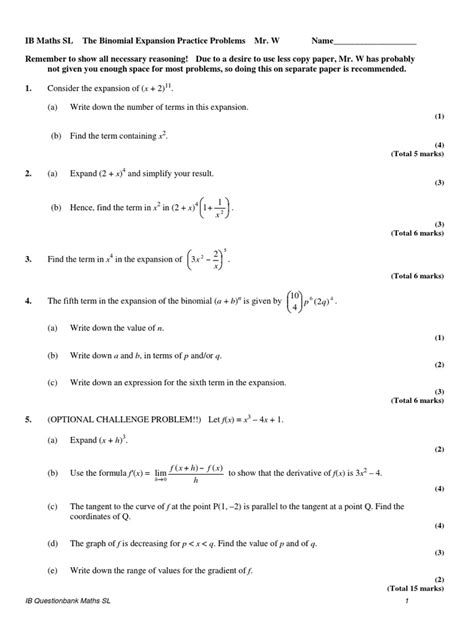 Ib Questionbank Maths Sl 1