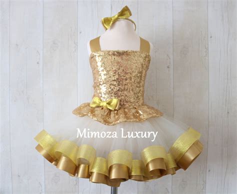 Luxury Gold Birthday Outfit Gold Girls Birthday Dress Gold Baby Girl