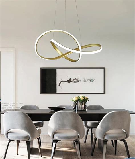 Lustre Pendente Moderno Dourado Infinito Curvas 50w Luz 3 1