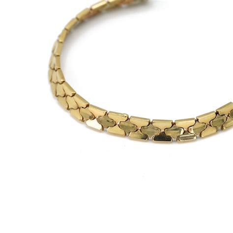 14k Gold Tri Color Bracelet Vintage Italian Gold 7 Gem