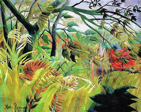 Henri Rousseau Tiger In A Tropical Storm Pop Watercolor Remake Art