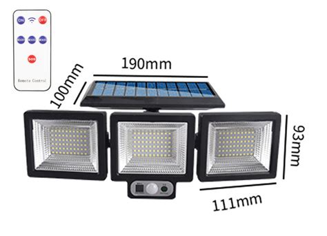 New Solar Three Head Wall Light 180LED COB Control Human Body