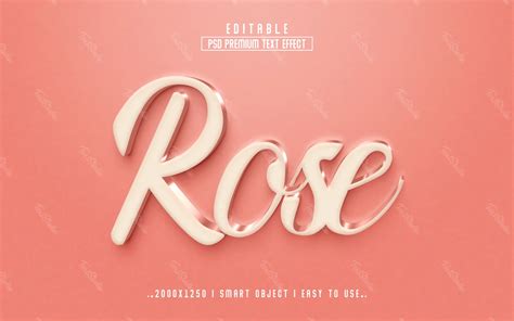 Rose Soft Pink Cursive 3d Text Effect Photoshop Premium Psd File