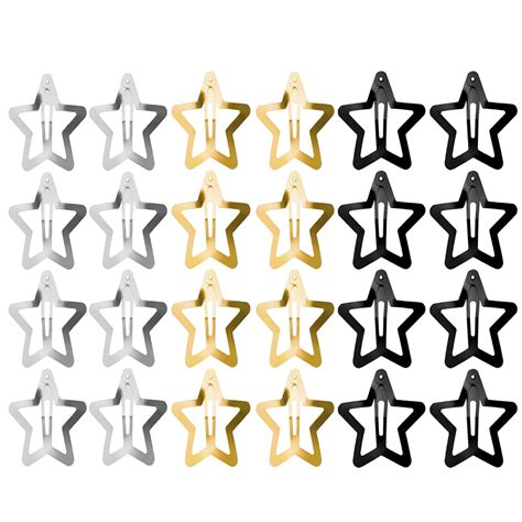 Amazon Oreutkd 1 57in Metal Star Snap Hair Clips Fashion Non Slip