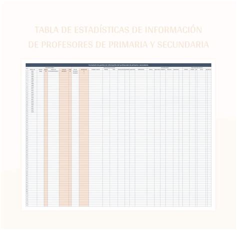 Plantilla De Excel Tabla De Estadísticas De Información De Profesores