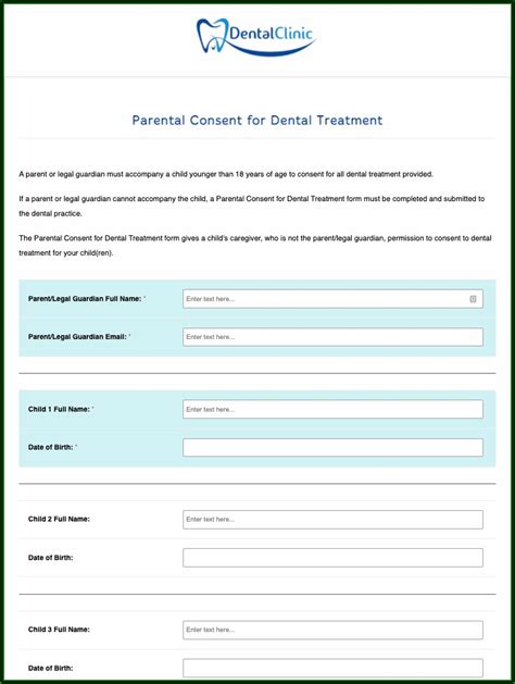 Printable Dental Treatment Consent Form Form Resume Examples