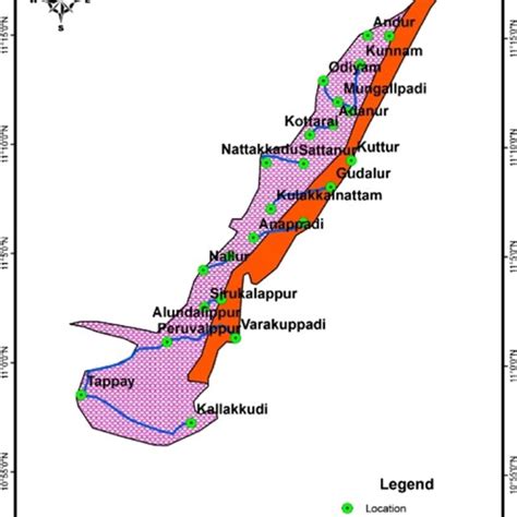 Map showing sample locations and traverses of Garudamangalam Formation ...