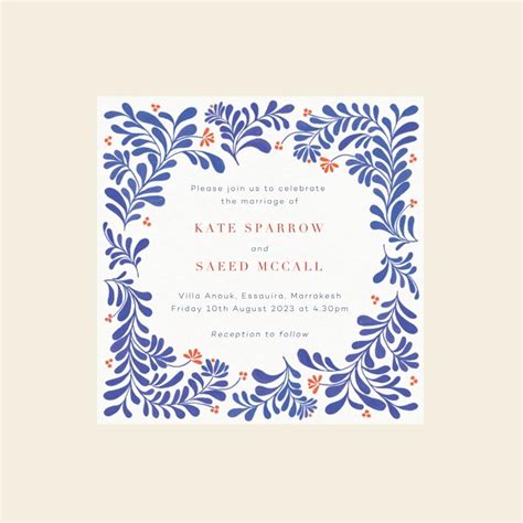 Moroccan Foliage Wedding Invitation Letterpress Wedding Invitations