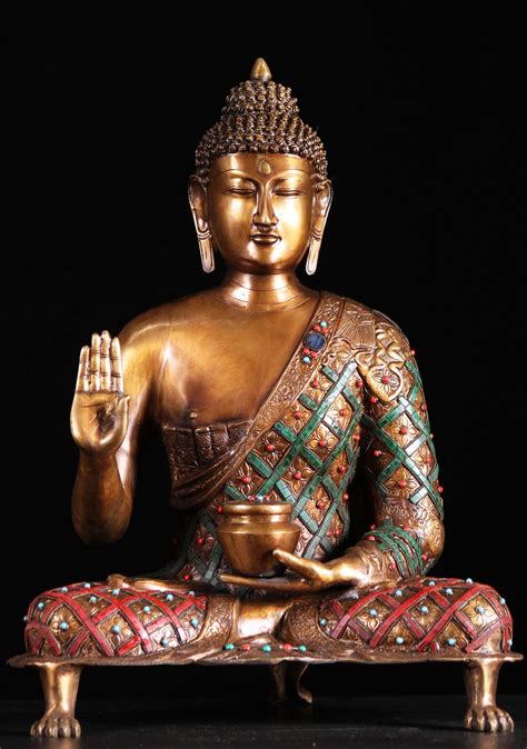 Brass Buddha With Alms Bowl And Lion Foot Base 26 Lotus Sculpture Buddha Sculpture Buddhist