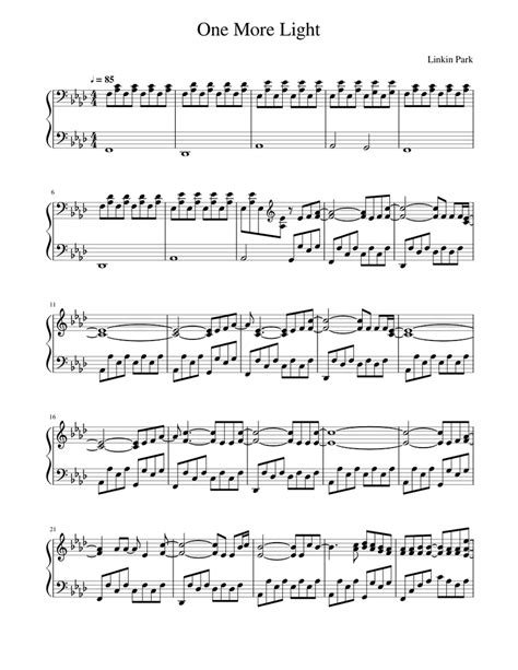 One More Light Linkin Park Sheet Music For Piano Solo