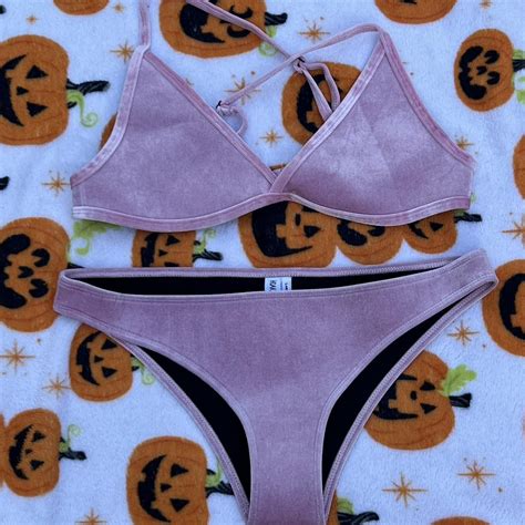 Hoaka Pink Suede Bikini Size Large Never Depop