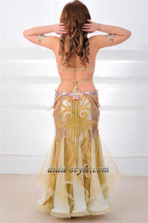 Gold Belly Dancer Costume With Fringes Aida Style