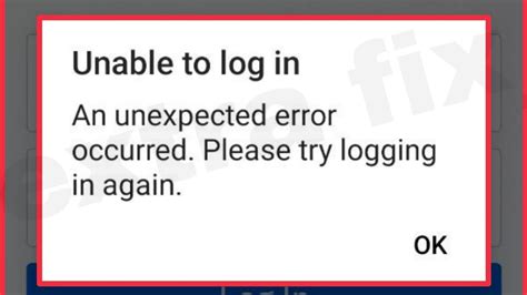 Instagram Fix Unable To Log In An Unexpected Error Occurred Please Try