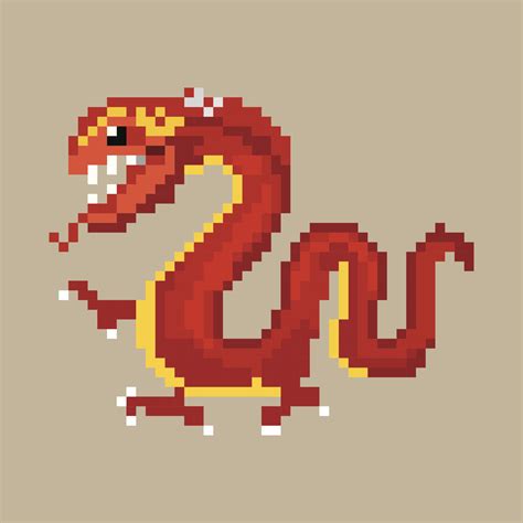 Pixel Art Flying Dragon Dragon Pixel Illustration Vector Cartoon