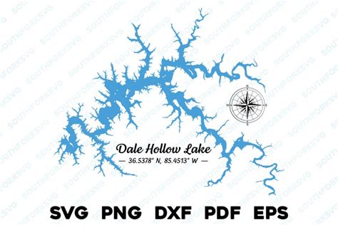 Dale Hollow Lake Tennessee Map With Compass And Gps Coordinate