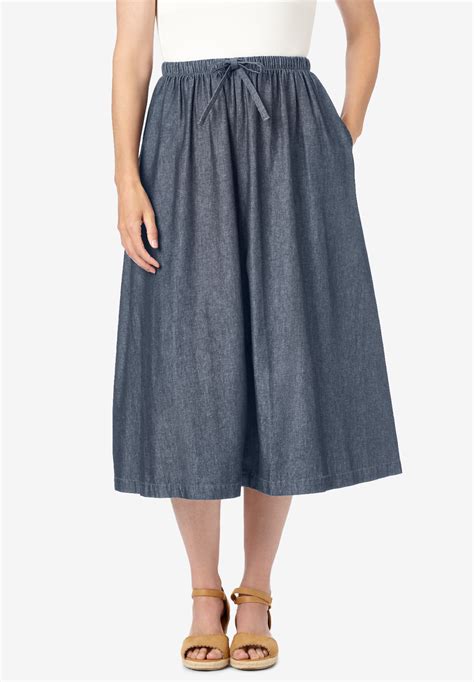 Flared Denim Skirt Plus Size Skirts Woman Within