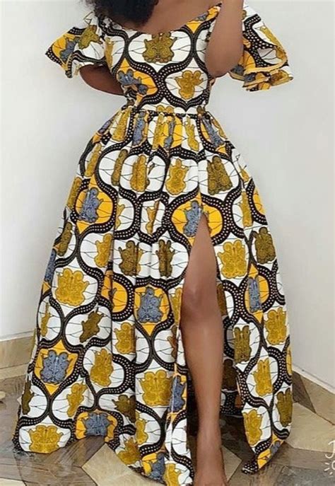 ANKARA MAXI DRESS Off Shoulder Dress Romantic Bella Gorgeous Suitable