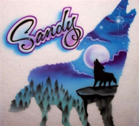 Howling Wolf Moon Hand Painted Airbrush T Shirt Sweatshirt Or Hoodie