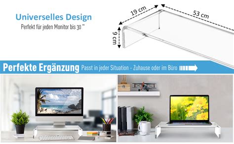 Homcom Monitorst Nder Acryl Bildschirmst Nder Plexiglas Transparent