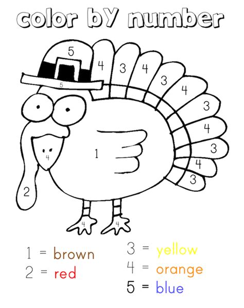 Thanksgiving Turkey Color By Number Thanksgiving Preschool