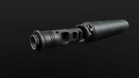 3d Model Surefire Socom338 Ti Suppressor And Sfmb 338 Muzzle Brake Vr Ar Low Poly Cgtrader