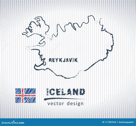 Mapa Nacional Del Dibujo Del Vector De Islandia En El Fondo Blanco